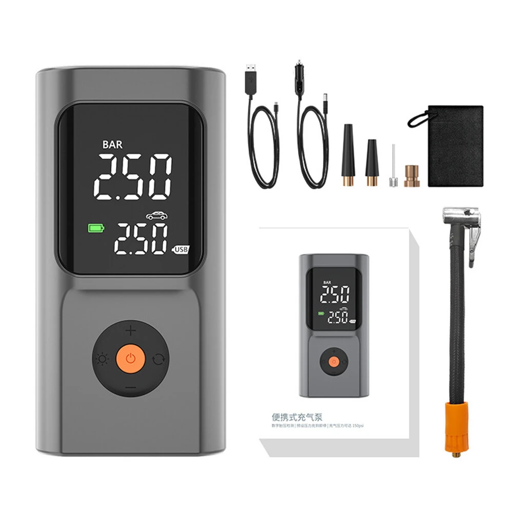 Portable Tire Inflator Dual-screen Digital Display Air Pump for Car Motorcycle Ball Fast Inflation — view 7