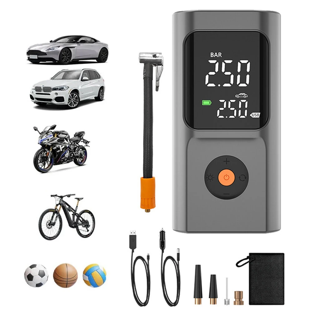 Portable Tire Inflator Dual-screen Digital Display Air Pump for Car Motorcycle Ball Fast Inflation — view 8