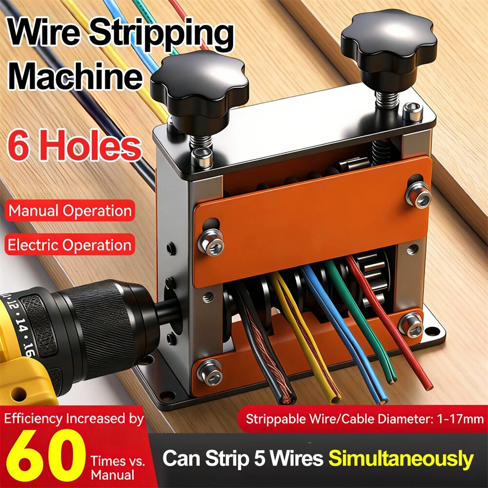 Portable Wire Stripper Machine Manual & Electric Drill Dual-Use Stripping Tool for 1-17mm² Scrap Copper Wires Cables — view 2