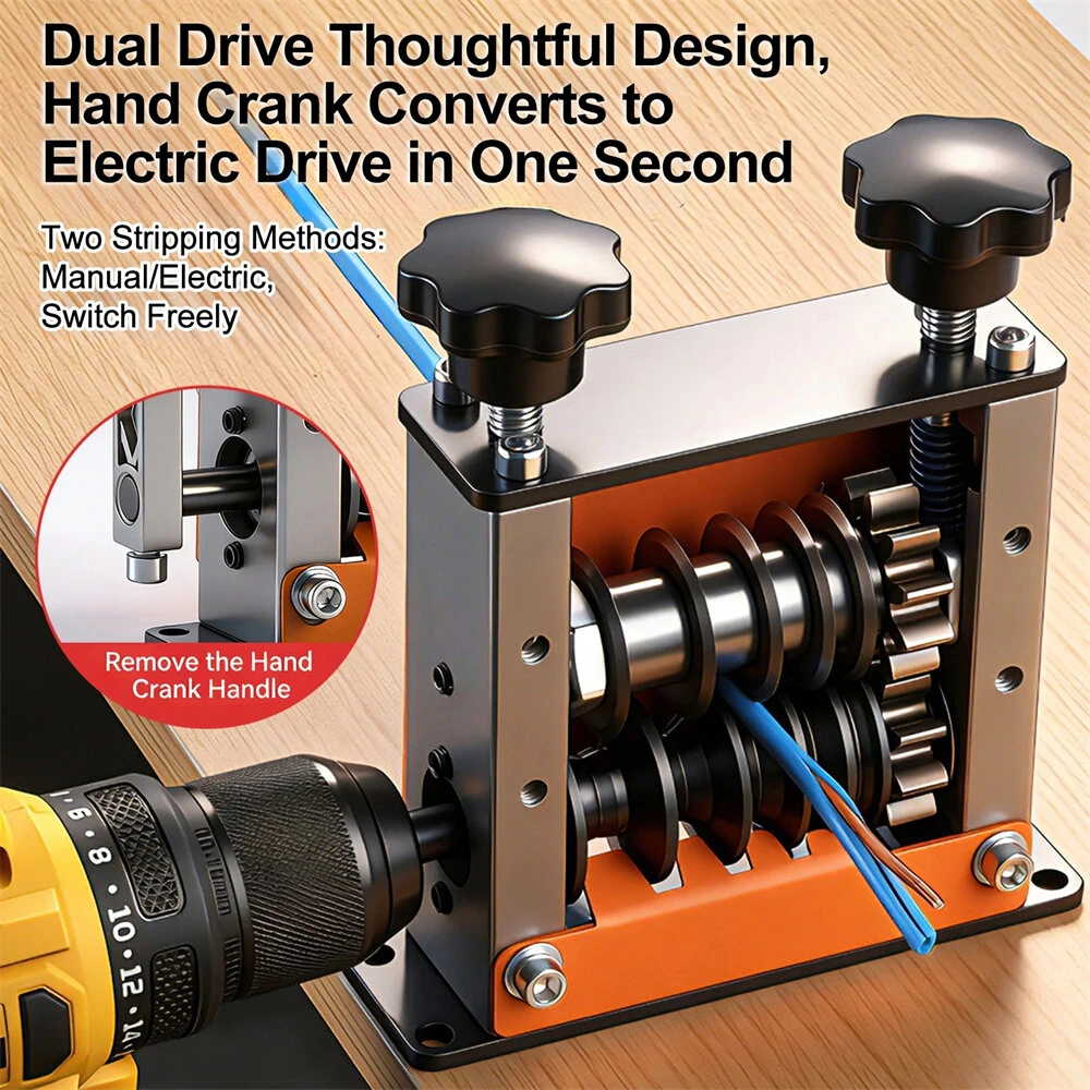 Portable Wire Stripper Machine Manual & Electric Drill Dual-Use Stripping Tool for 1-17mm² Scrap Copper Wires Cables — view 3