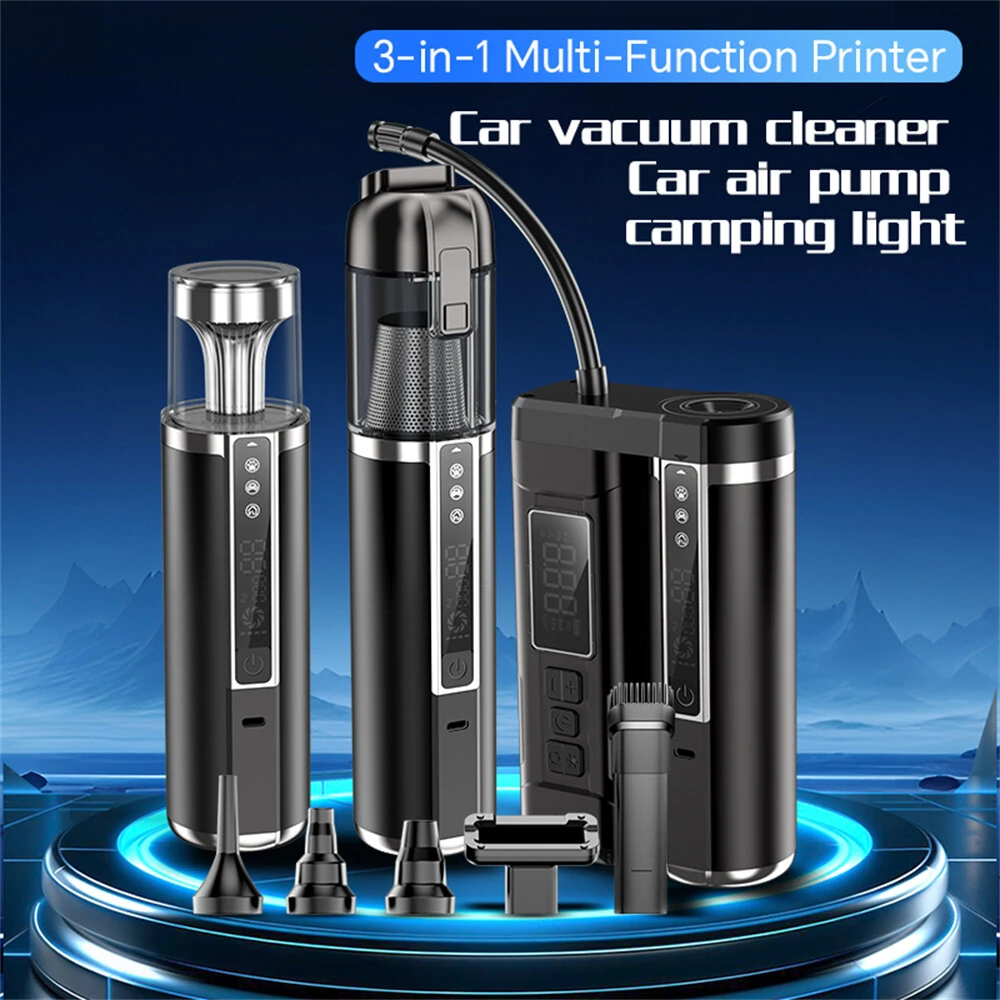 Portable Wireless 18000Pa High-Power 3-in-1 Vacuum Cleaner Air Pump with Camping Light Rechargeable Handheld Cleaner — view 2