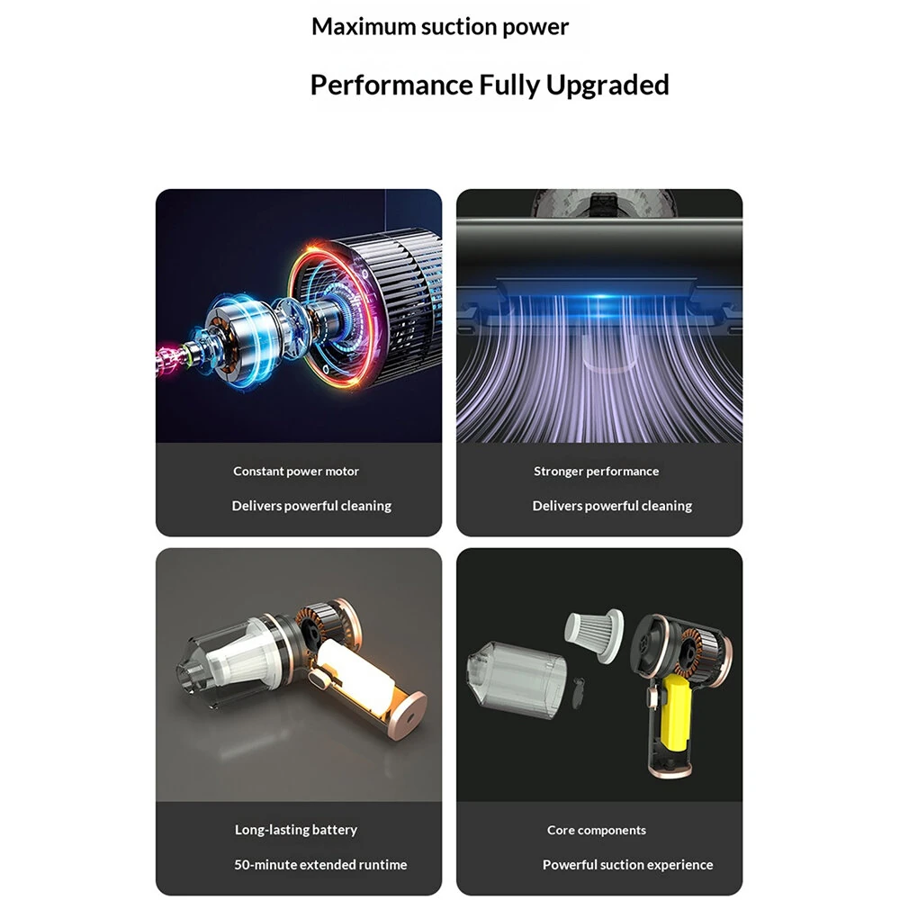 Portable Wireless Car Vacuum Cleaner 120 W High Suction Power Long Battery Life for Vehicle Home Cleaning Use — view 4