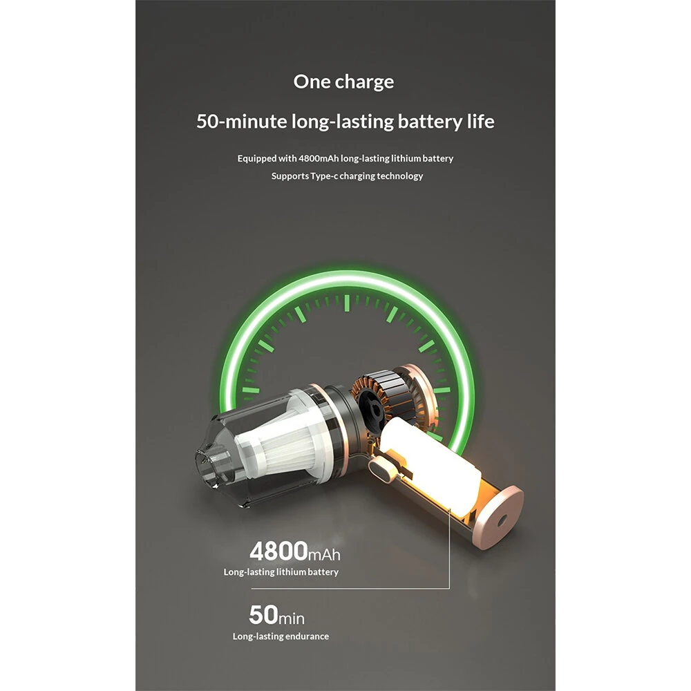 Portable Wireless Car Vacuum Cleaner 120 W High Suction Power Long Battery Life for Vehicle Home Cleaning Use — view 8