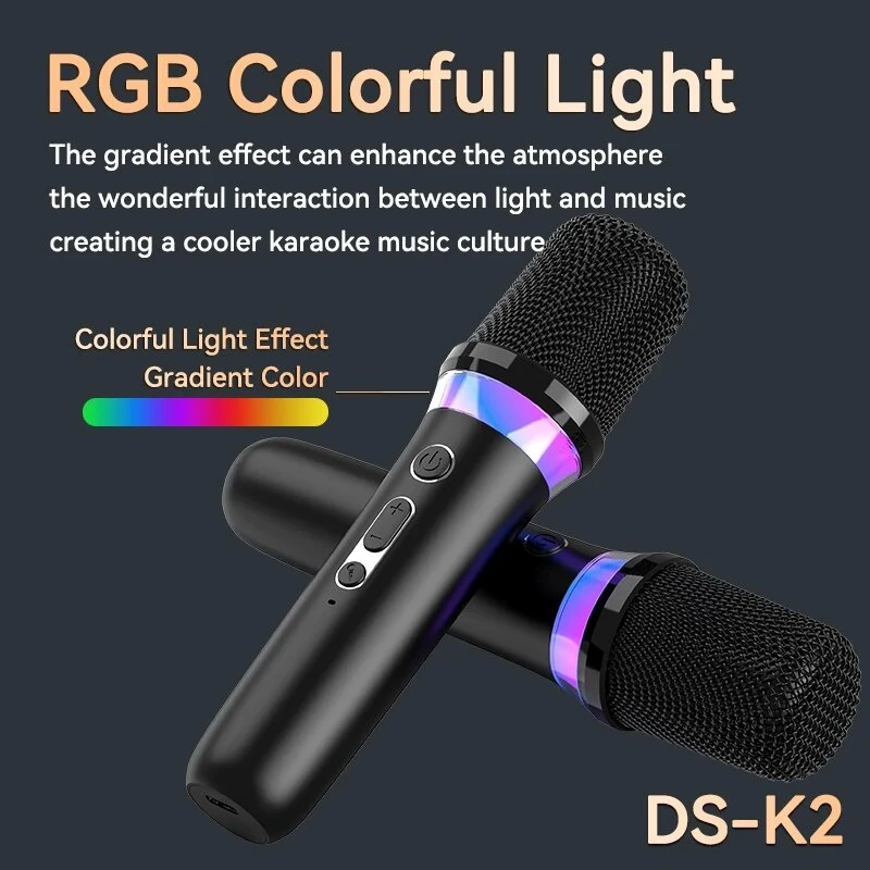 Portable Wireless Karaoke Companion Dynamic Microphone DBL DS-K2 DSP Mixer System Bluetooth 5.3 RGB Colorful Light Type-C 3.5mm Aux Amplifier Host — view 6