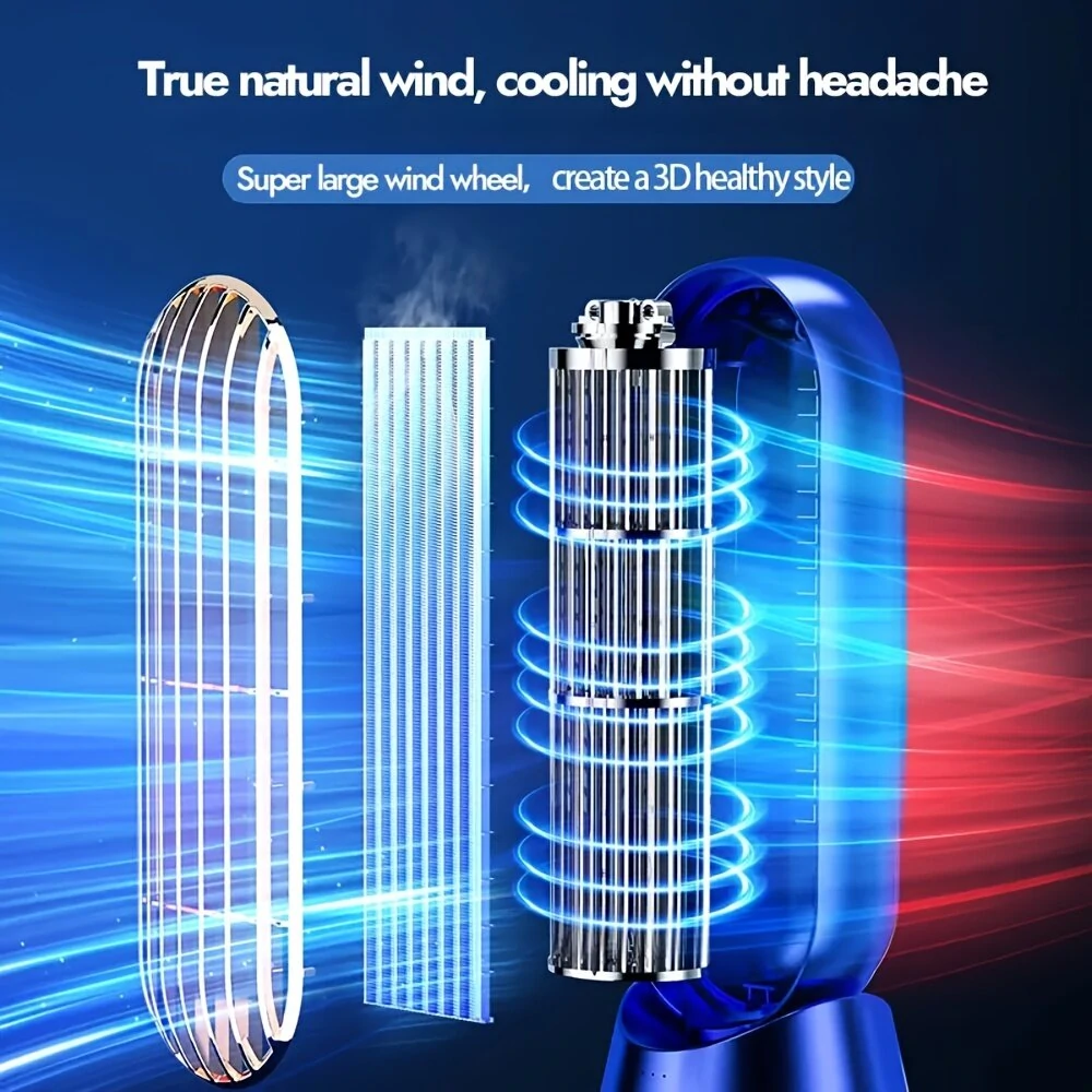 Powerful Desktop Tower Fan 5-Speed Adjustable Desktop Fan With Silent Operation 1200mah Rechargeable Battery Cool Indoors for Home Office — view 3