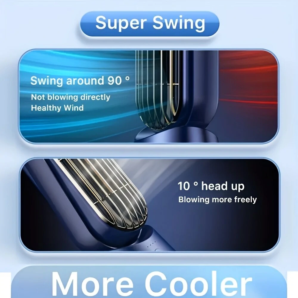 Powerful Desktop Tower Fan 5-Speed Adjustable Desktop Fan With Silent Operation 1200mah Rechargeable Battery Cool Indoors for Home Office — view 4