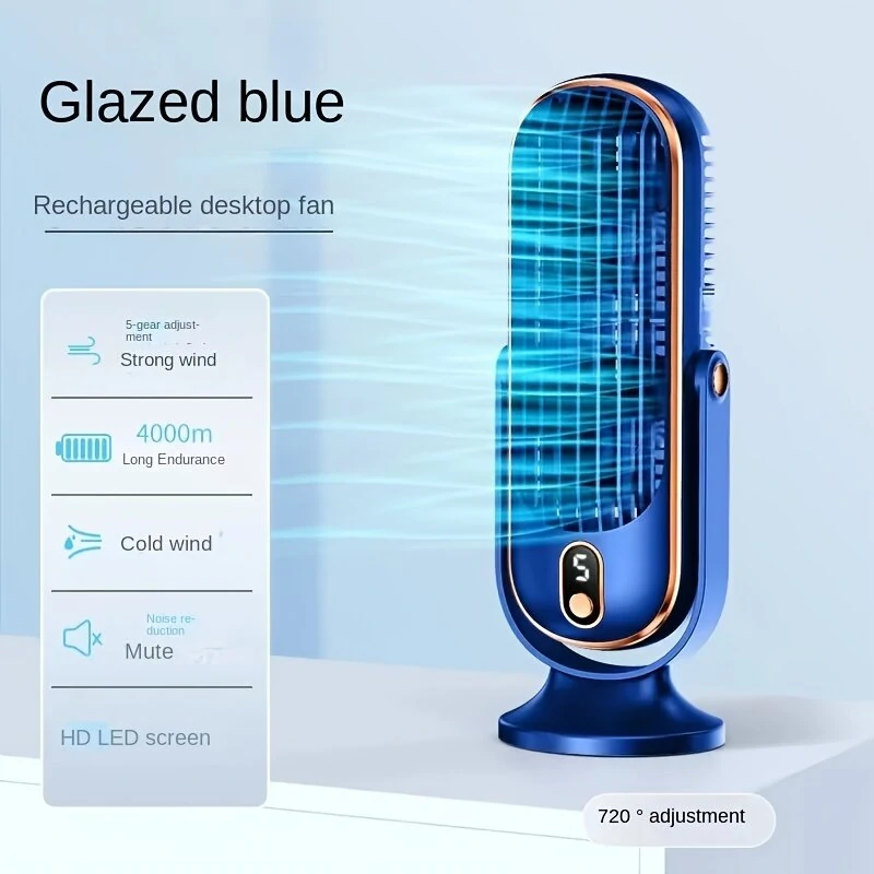 Powerful Desktop Tower Fan 5-Speed Adjustable Desktop Fan With Silent Operation 1200mah Rechargeable Battery Cool Indoors for Home Office — view 6