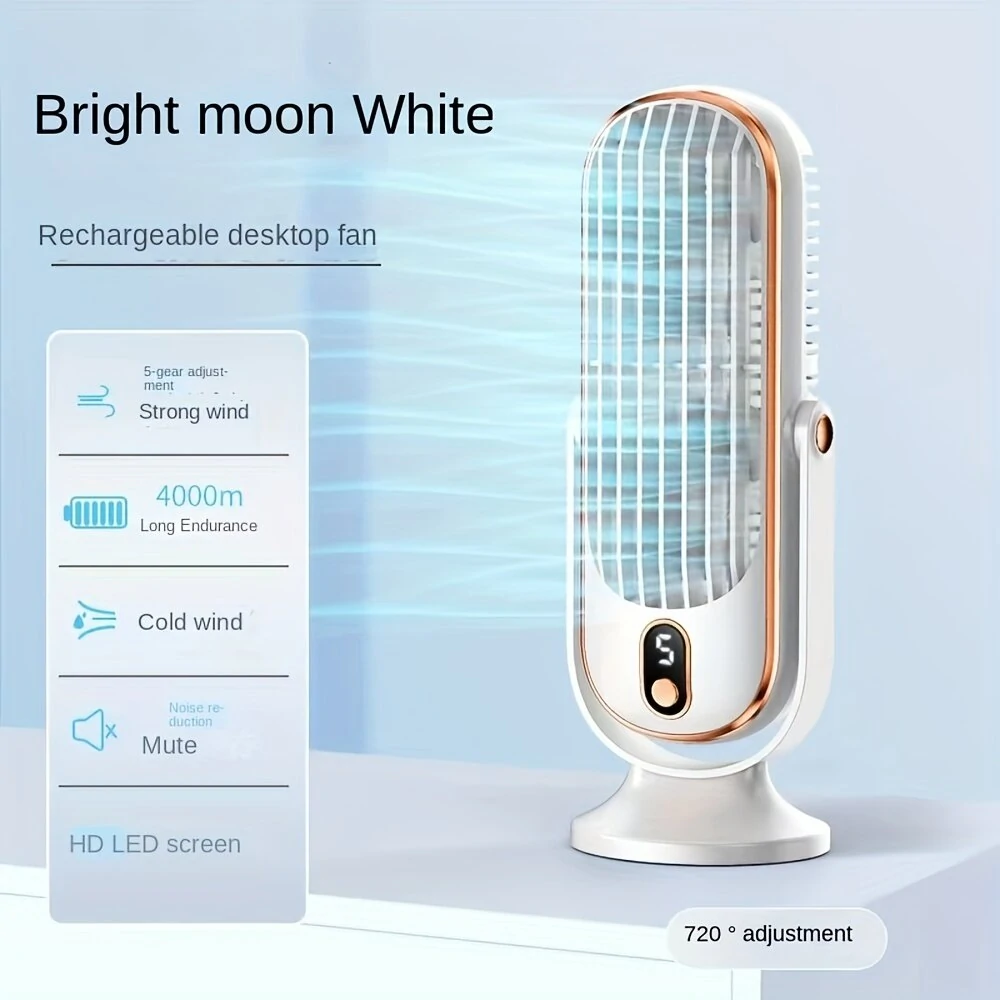 Powerful Desktop Tower Fan 5-Speed Adjustable Desktop Fan With Silent Operation 1200mah Rechargeable Battery Cool Indoors for Home Office — view 7