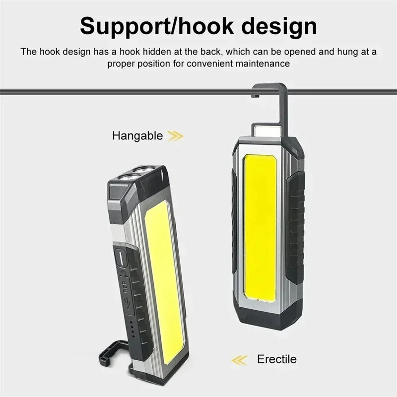 Powerful XPE LED+COB Dual Light Sources Work Light 4000mAh Power Bank Flashlight TYPE-C Rechargeable With Magnet Outdoor Camping Emergency Lantern — view 8