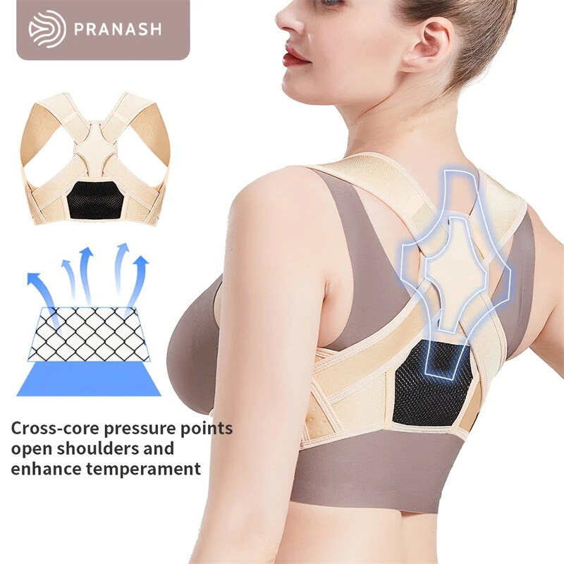 PRANASH X2 Upgraded Posture Corrector Adjustable Back Support Belt Spine Back Shoulder Brace Support Belts Adult Invisible Hunchback Belts for Sport Recovery — view 2