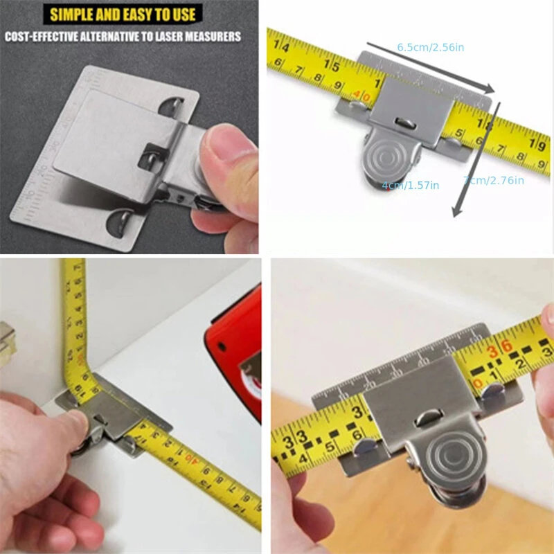 Precision Measuring Tape Clip Metal Ruler Position Clamp for Woodworking Corner Scribing Accurate Measuring Tool Accessory — view 5