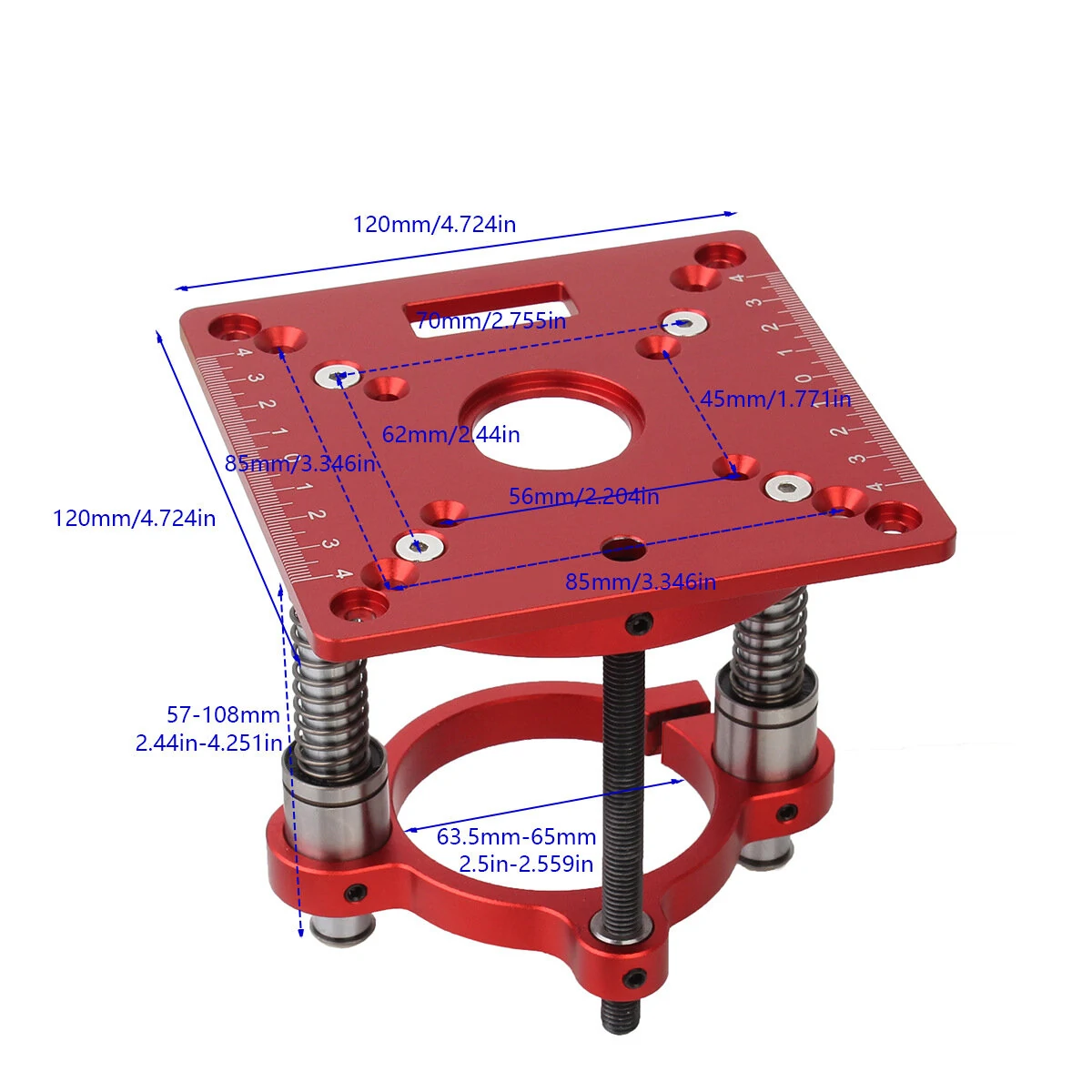 Precision Router Lift Kit with Router Table Insert Plate Max Lifting 70mm Woodworking Engraving DIY Tools for 64-66mm Diameter Motors — view 10