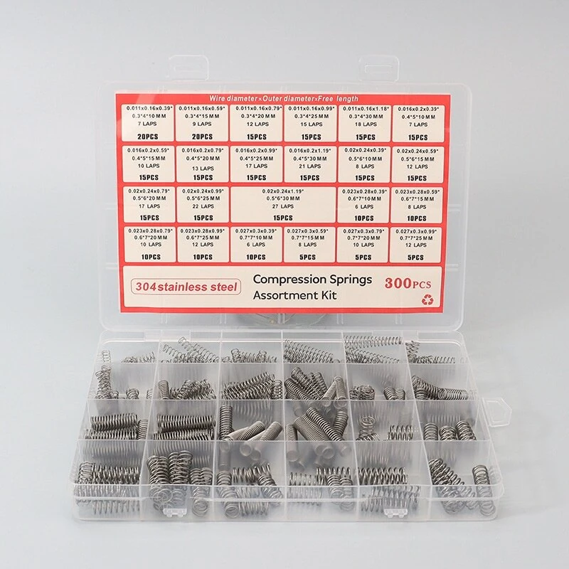 Premium Stainless Steel Compression Springs 300 Pieces 24 Sizes High Corrosion Resistance Ideal for Mechanical Repairs Electronics DIY Projects 304 Stainless Steel Springs Assortment Kit — view 2