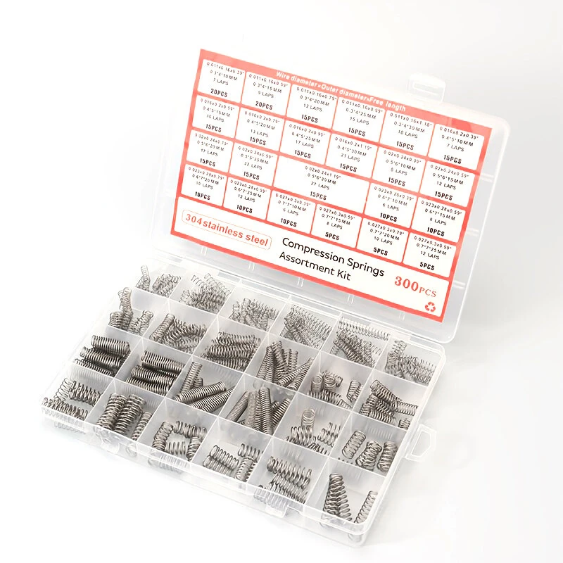 Premium Stainless Steel Compression Springs 300 Pieces 24 Sizes High Corrosion Resistance Ideal for Mechanical Repairs Electronics DIY Projects 304 Stainless Steel Springs Assortment Kit — view 7
