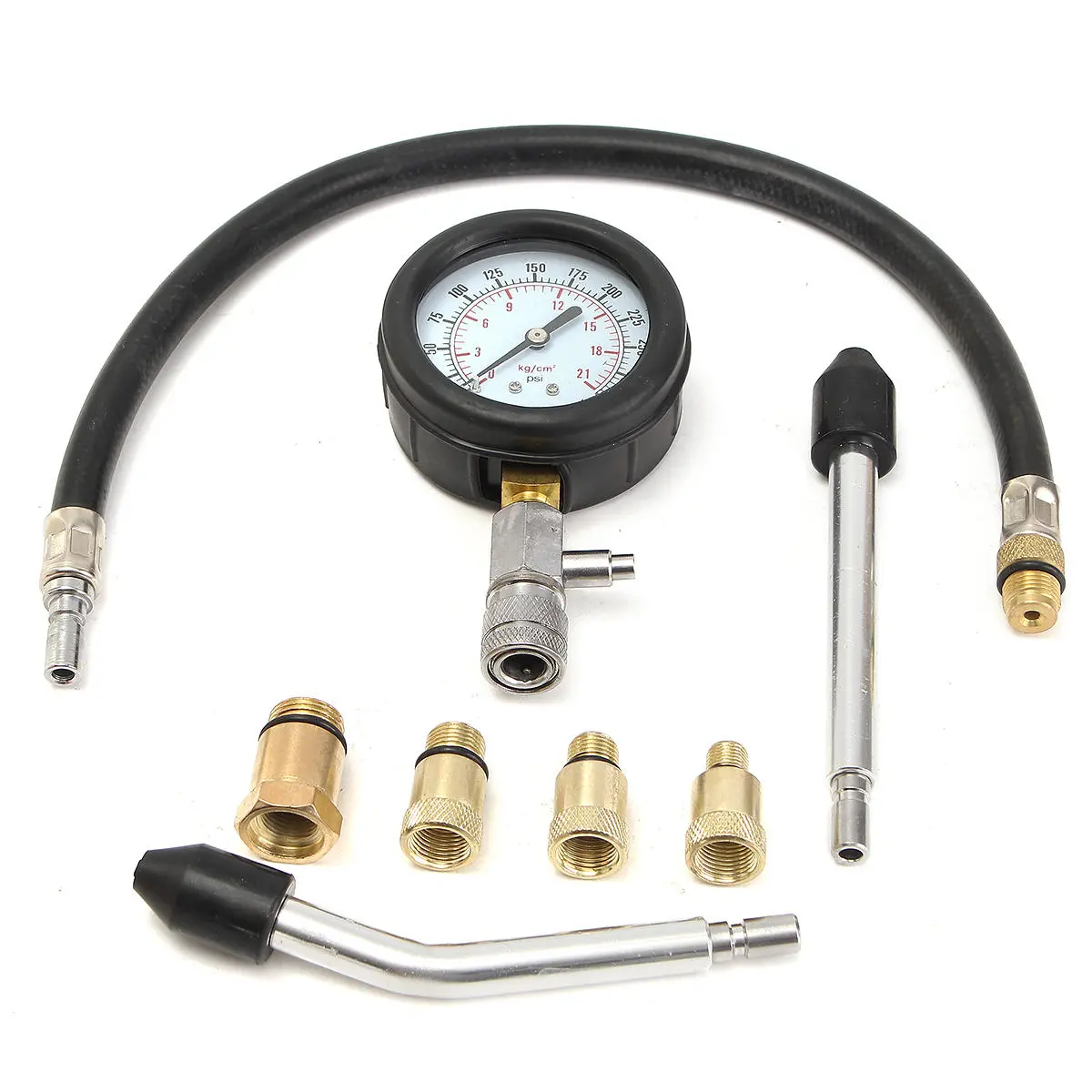 Pro Petrol Gas Engine Cylinder Compression Tester Oil Pressure Gauge Kit Motor Auto — view 3