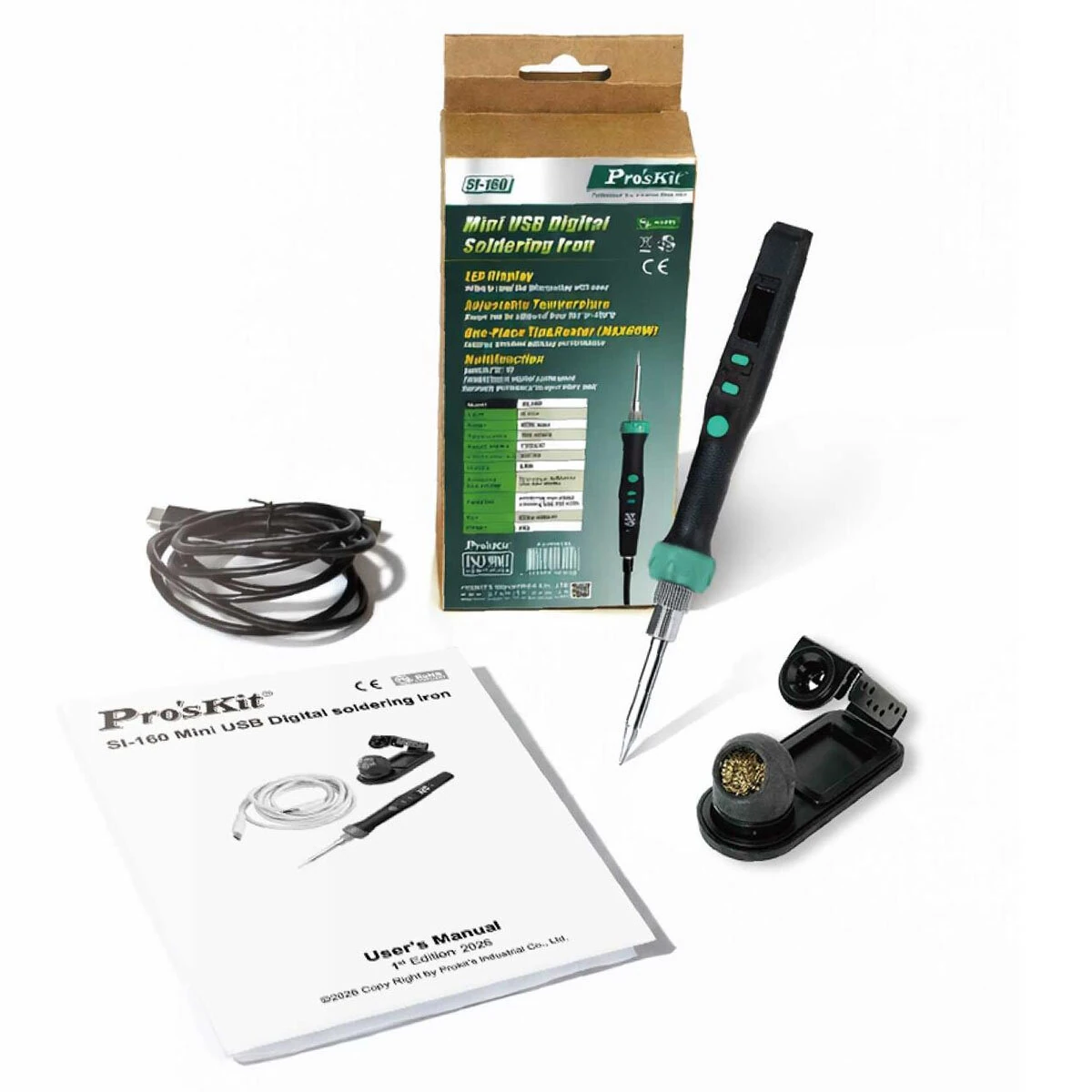 Pro'sKit SI-160 60W Mini USB Digital Soldering Iron Portable Electric Welding Tool With Adjustable Temperature LED Display PD/QC Compatible — view 2