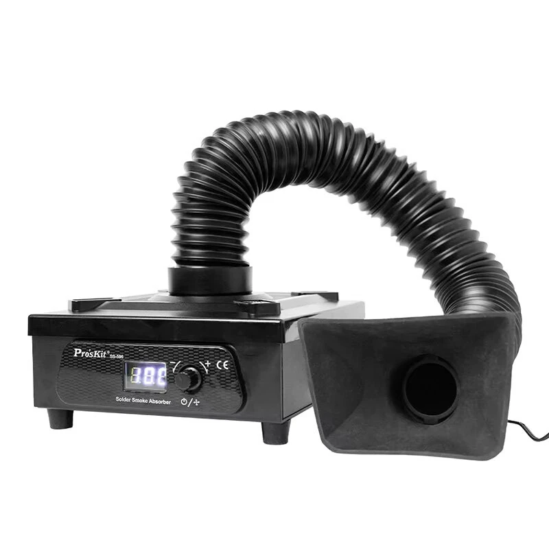 Pro'sKit SS-596G Solder Smoke Absorber Desktop Smoke Purifier DC12V 15W 90 L/Min 10-100 Digital Fan Speed LED Display 3-Layer Filter Flexible Hose — view 6