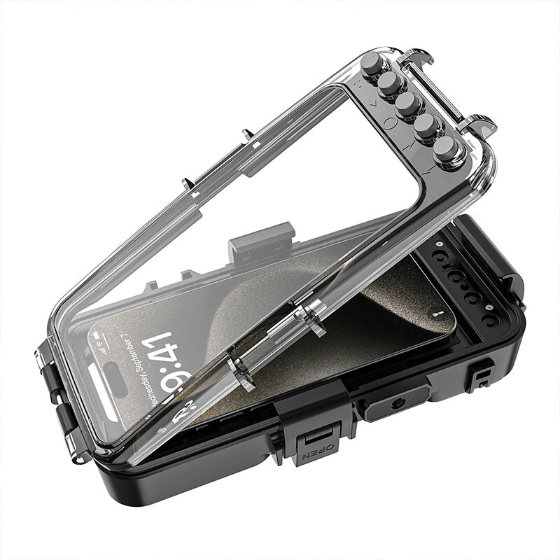 Professional 30M Waterproof Diving Phone Case Camera Housing with Physical Buttons Vacuum Pump Anti-Fog Universal for iPhone Samsung Galaxy Shockproof Dustproof Snorkeling Scuba Photography Accessory — view 2