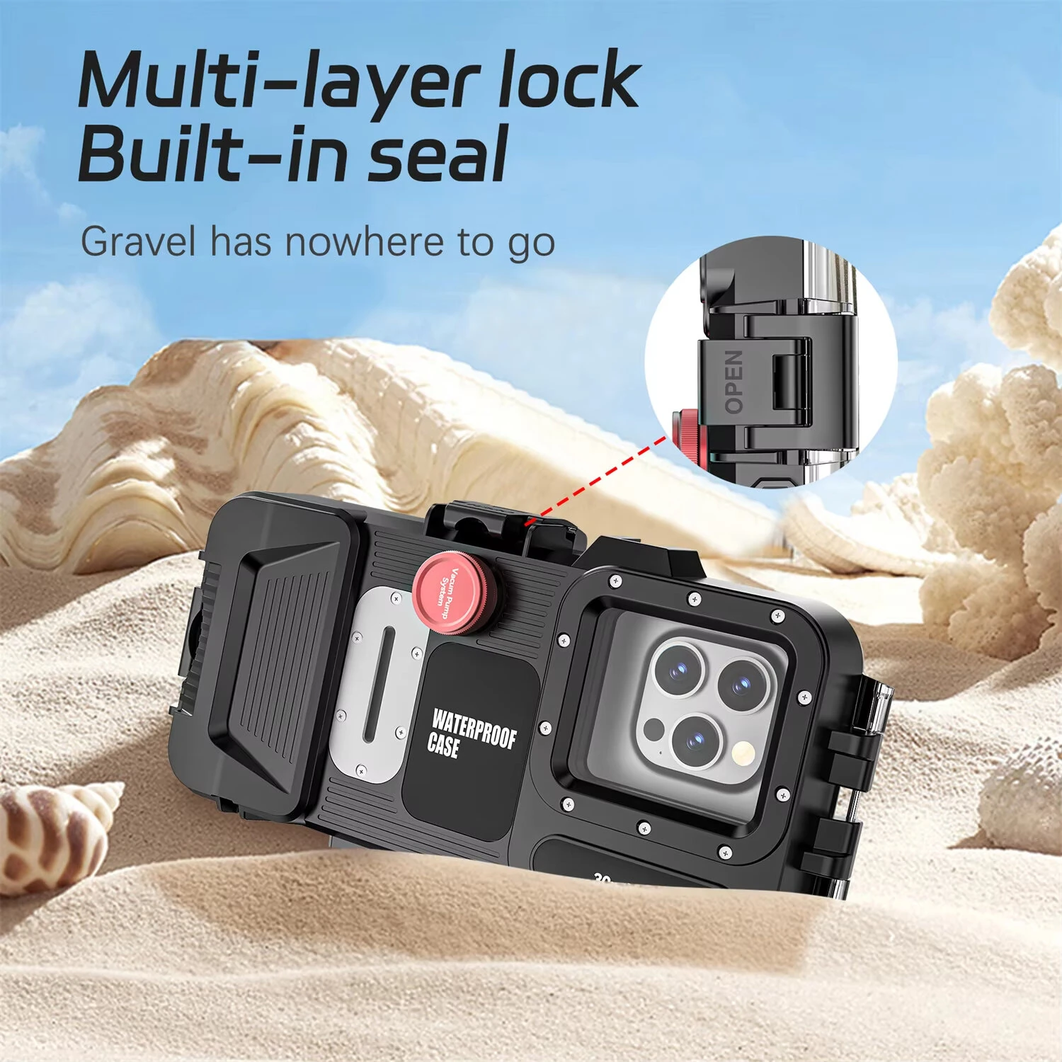 Professional 30M Waterproof Diving Phone Case Camera Housing with Physical Buttons Vacuum Pump Anti-Fog Universal for iPhone Samsung Galaxy Shockproof Dustproof Snorkeling Scuba Photography Accessory — view 5