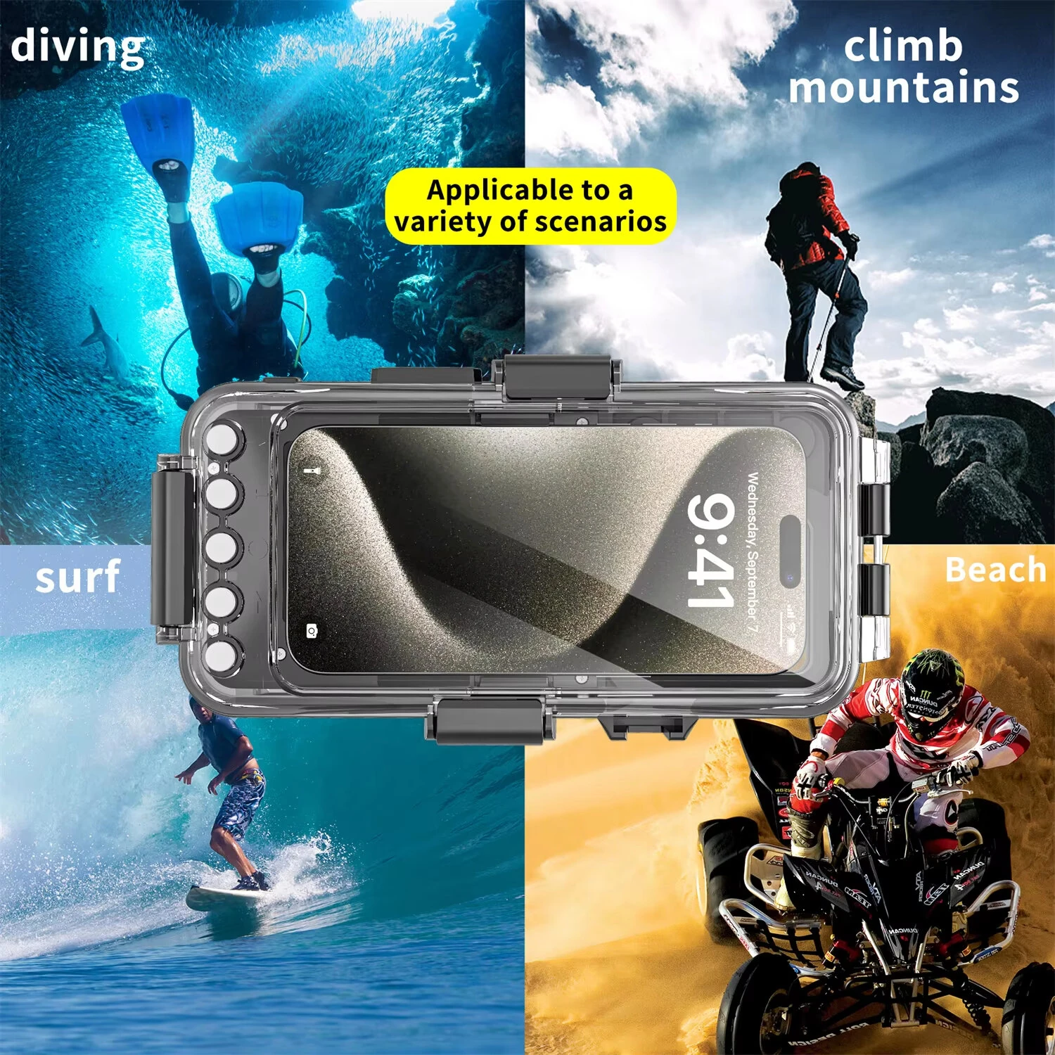 Professional 30M Waterproof Diving Phone Case Camera Housing with Physical Buttons Vacuum Pump Anti-Fog Universal for iPhone Samsung Galaxy Shockproof Dustproof Snorkeling Scuba Photography Accessory — view 6