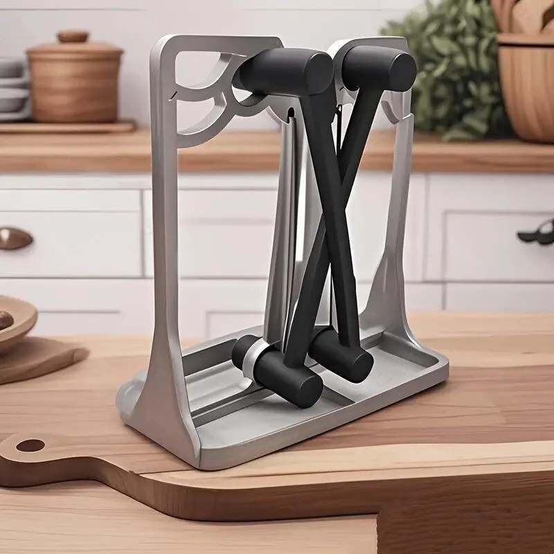 Professional Stainless Steel Manual Knife Sharpener Dual Slot Design Fine Grit Sharpening Rod Compact Kitchen Tool for Knife Scissors Sleek Metallic Finish Eco-Friendly — view 3