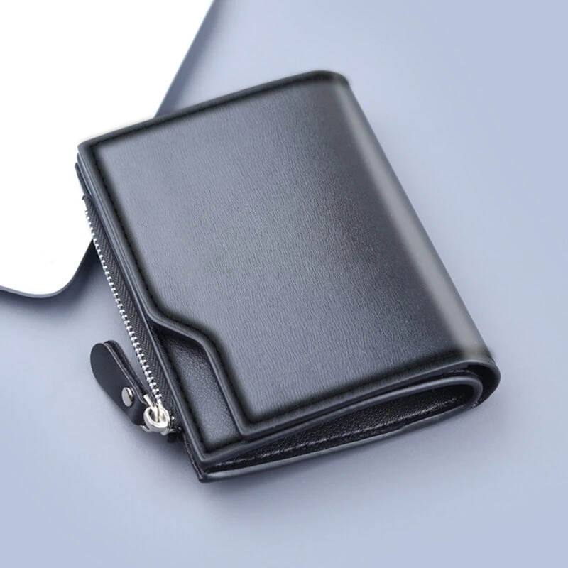 PU Leather Men's Wallet Clutch Bag Card Holder Short Wallets Zipper Large Capacity Vintage Male Purses — view 9