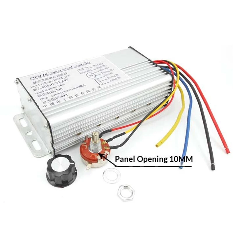 PWM DC Motor Speed Controller 70A 4000W DC10-60V Linear DC Motor Reducer Adjustment Overcurrent Protection Potentiometer Speed Control Stepless Electronic Switch — view 5