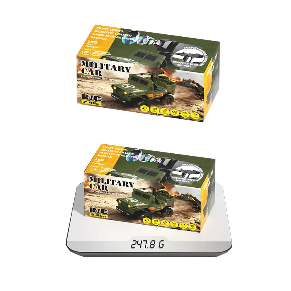 Q246 RTR 1/64 2.4G 2WD Mini RC Car Military Off-road Alloy Body LED Light Automatic Demo Mode Desktop Portable Vehicles Models Toys — view 3