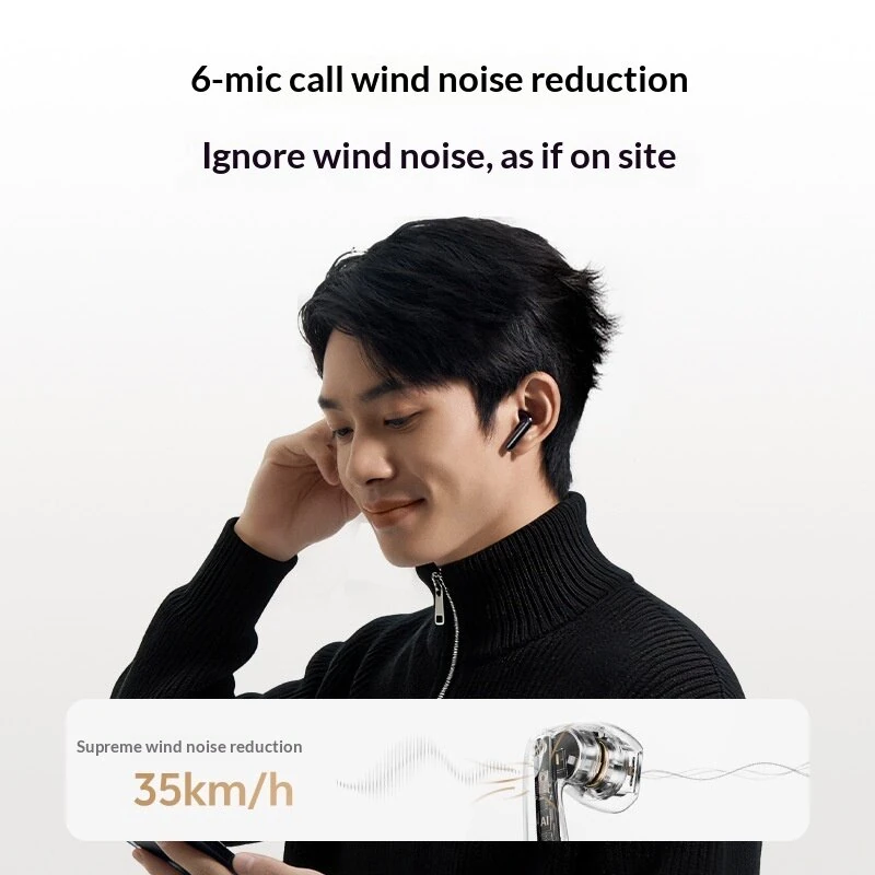 QCY Ailybuds E50 TWS Earbuds Half-in-ear bluetooth V6.0 Earphone -50dB Active Noise Cancelling 6-Mic Call Noise Reduction LCP Liquid Polymer Diaphragm Hi-Res LDAC Audio IPX5 Waterproof Sports Headphones — view 2