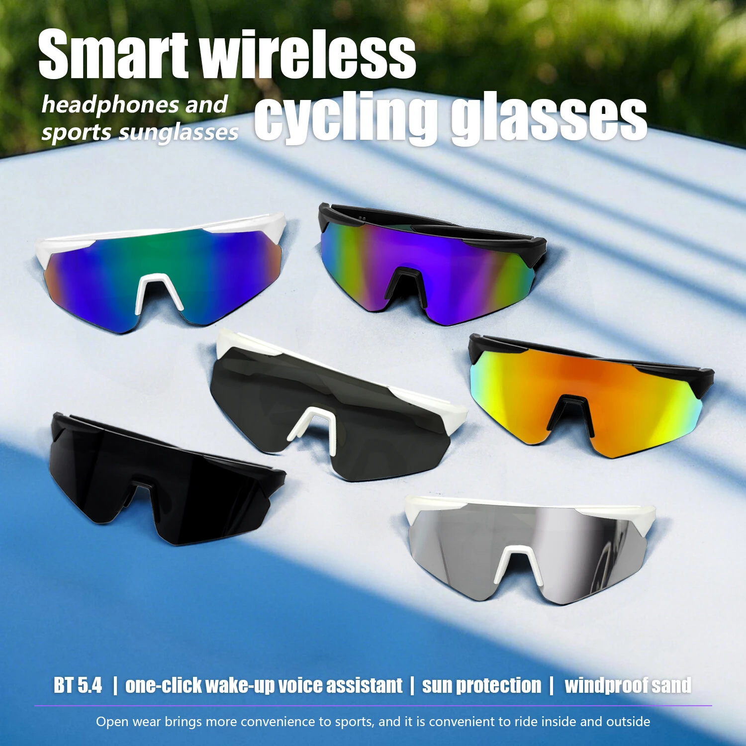 QY-Pro2 bluetooth 5.4 Smart Cycling Glasses with AI Voice Assistant UV Protection Windproof Sandproof 360° Surround Sound for Outdoor Sports — view 6