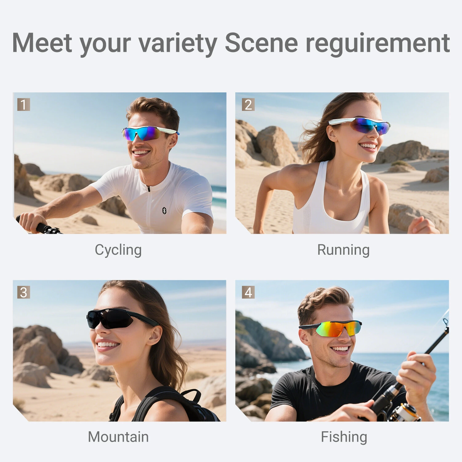 QY Pro3 Smart bluetooth 5.4 Cycling Glasses with AI Voice Assistant 360° Surround Sound Magnetic Charging UV Protection for Outdoor Sports — view 5