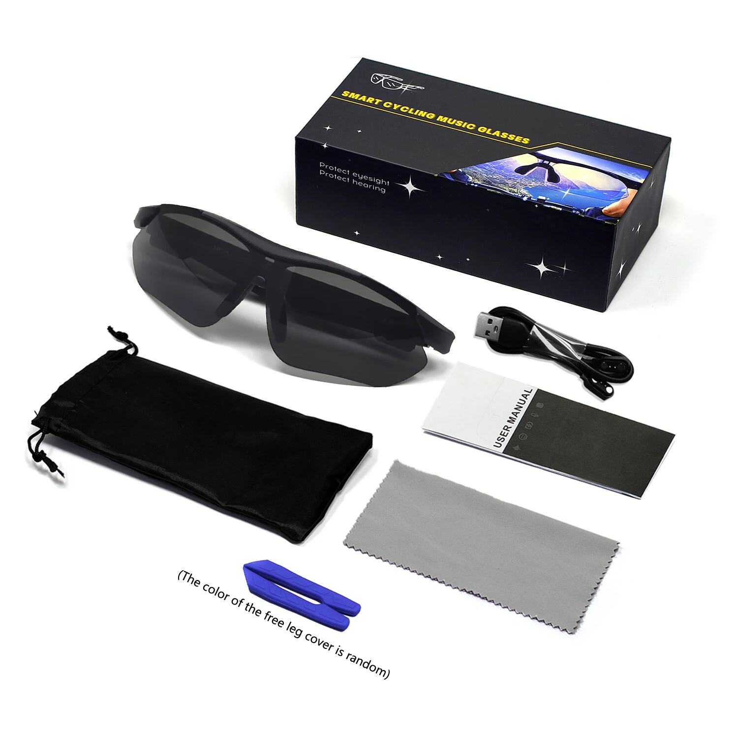 QY Pro3 Smart bluetooth 5.4 Cycling Glasses with AI Voice Assistant 360° Surround Sound Magnetic Charging UV Protection for Outdoor Sports — view 8