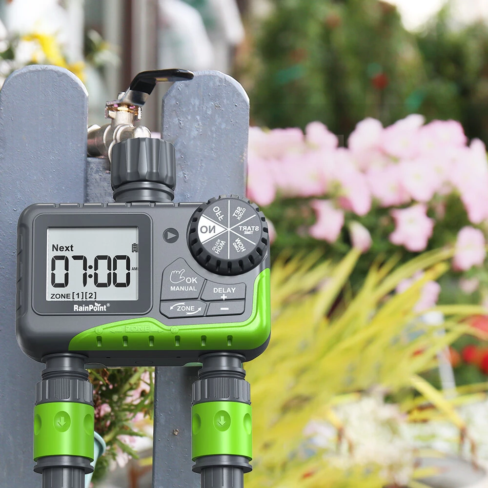 Rainpoint Dual Zone Garden Smart Timer Irrigation Valve Automatic Watering Device Smart Timer Controller for Garden — view 2