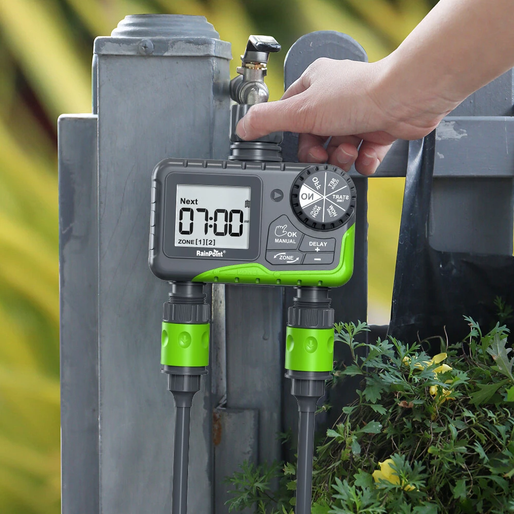 Rainpoint Dual Zone Garden Smart Timer Irrigation Valve Automatic Watering Device Smart Timer Controller for Garden — view 3
