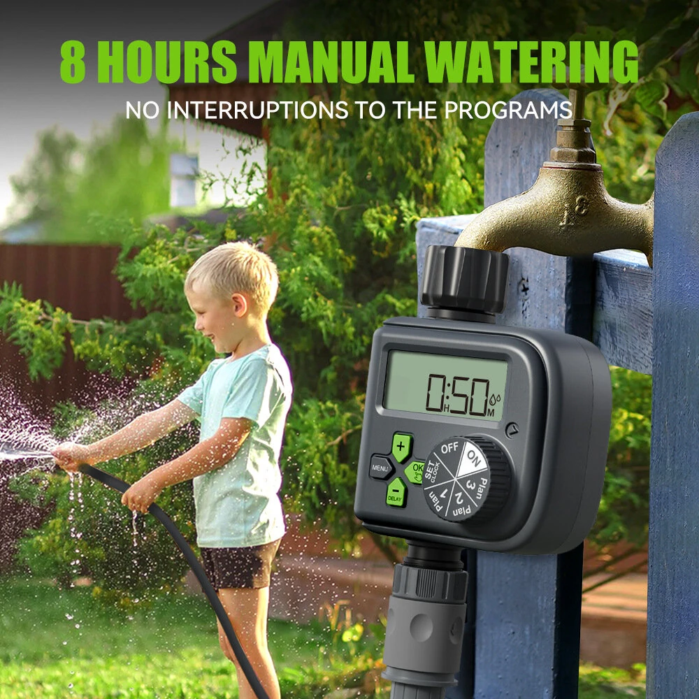 Rainpoint Smart Garden Irrigation Timer Weather-Responsive Rain Delay LCD Digital Water Timer Automatic Watering System Drip Irrigation Controller — view 4