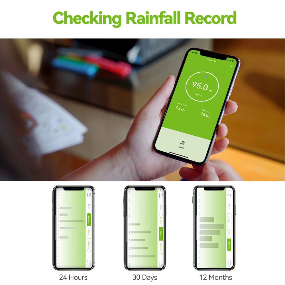 RAINPOINT Wireless Digital Rain Gauge Outdoor with App Control Smart Rain Sensor with Accurate Rain Gauge Monitoring — view 4