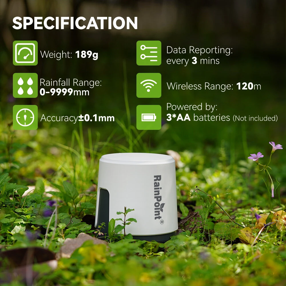 RAINPOINT Wireless Digital Rain Gauge Outdoor with App Control Smart Rain Sensor with Accurate Rain Gauge Monitoring — view 6