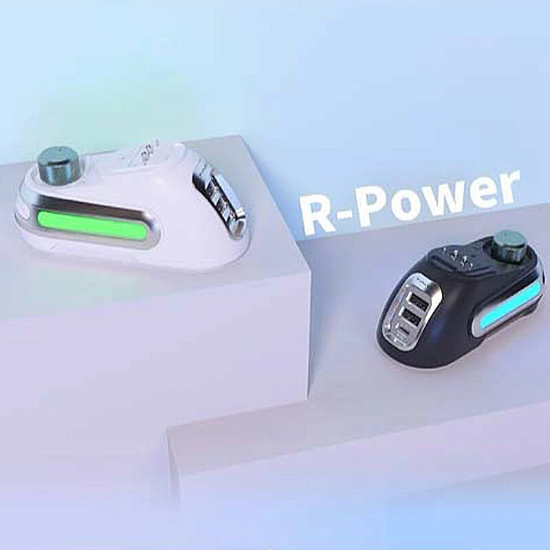 Rapoo R-Power Wireless Magnetic Mouse Charging Dock with RGB Lighting Volume/Brightness Control Knob 2 USB Ports Aluminum Design Compatible with VT7 VT3 VT1 VT9PRO Series Gaming Mouse — view 5