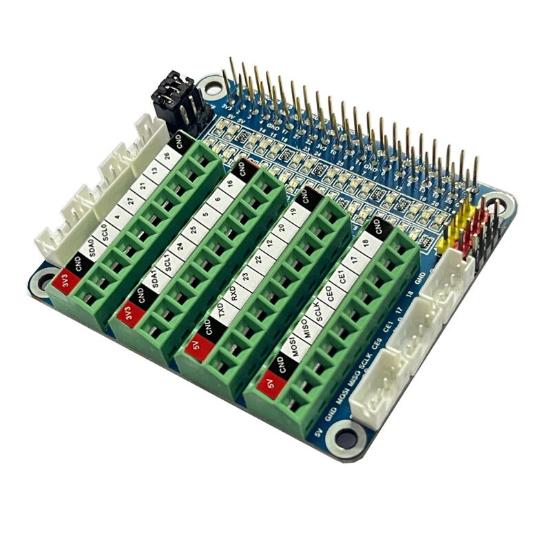 Raspberry Pi 5 GPIO Status LED Terminal Block BreakoutBoard HAT ADC/DCA Sensor for Raspberry Pi 5 4B 3B+ Test Expansion Board — view 4