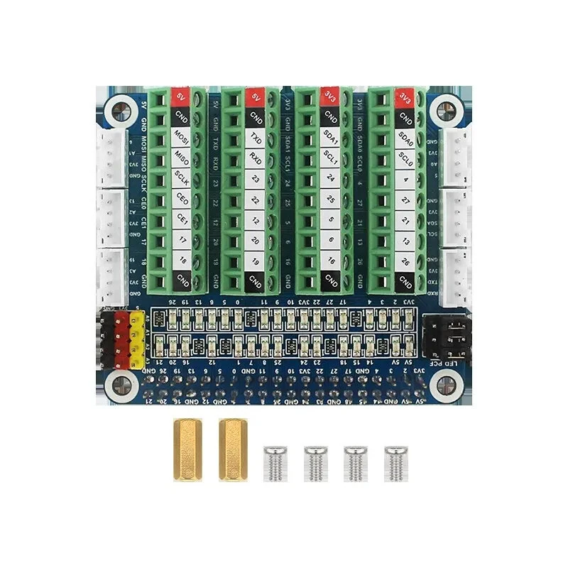 Raspberry Pi 5 GPIO Status LED Terminal Block BreakoutBoard HAT ADC/DCA Sensor for Raspberry Pi 5 4B 3B+ Test Expansion Board — view 5