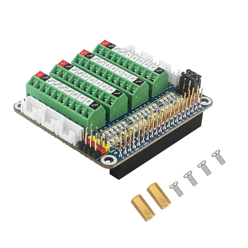 Raspberry Pi 5 GPIO Status LED Terminal Block BreakoutBoard HAT ADC/DCA Sensor for Raspberry Pi 5 4B 3B+ Test Expansion Board — view 6