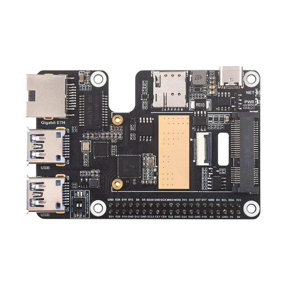 Raspberry Pi 5 PCIe Expansion Board to MiniPCIe 4G Gigabit Ethernet USB 3.2 Gen1 Adapter Board — view 2