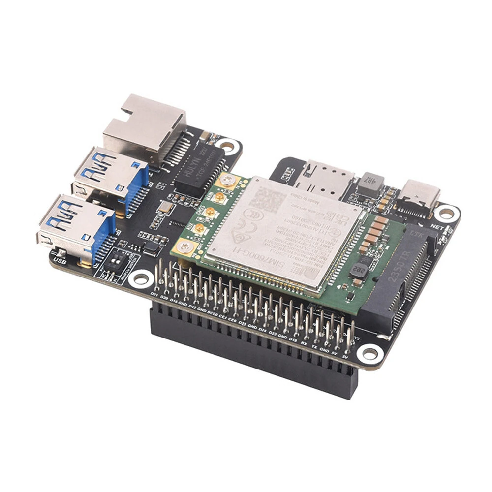 Raspberry Pi 5 PCIe Expansion Board to MiniPCIe 4G Gigabit Ethernet USB 3.2 Gen1 Adapter Board — view 3
