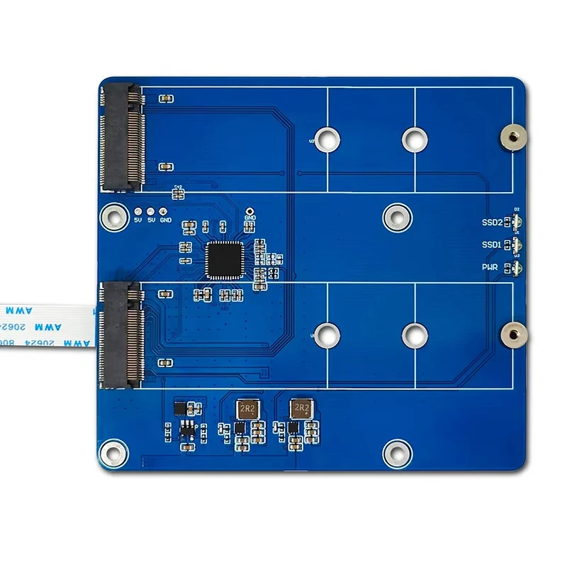 Raspberry Pi 5 PCIe to M.2 Dual NVMe SSD Expansion Board High-Speed Dual SSD 2280 Support NVMe Protocol with LED Indicators — image 1