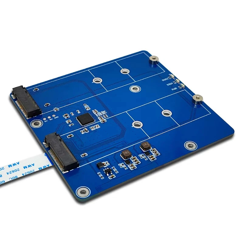 Raspberry Pi 5 PCIe to M.2 Dual NVMe SSD Expansion Board High-Speed Dual SSD 2280 Support NVMe Protocol with LED Indicators — view 3