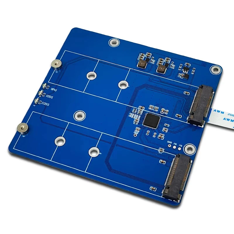 Raspberry Pi 5 PCIe to M.2 Dual NVMe SSD Expansion Board High-Speed Dual SSD 2280 Support NVMe Protocol with LED Indicators — view 4