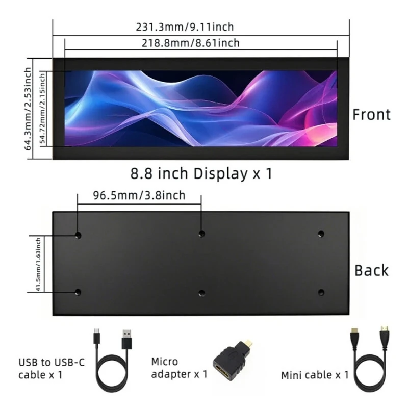 Raspberry Pi Compatible 8.8 Inch High Definition Multimedia Interface Touch Screen Display 480x1920 IPS Panel USB Type-C  Wide Viewing Angle Gaming Monitor — view 6