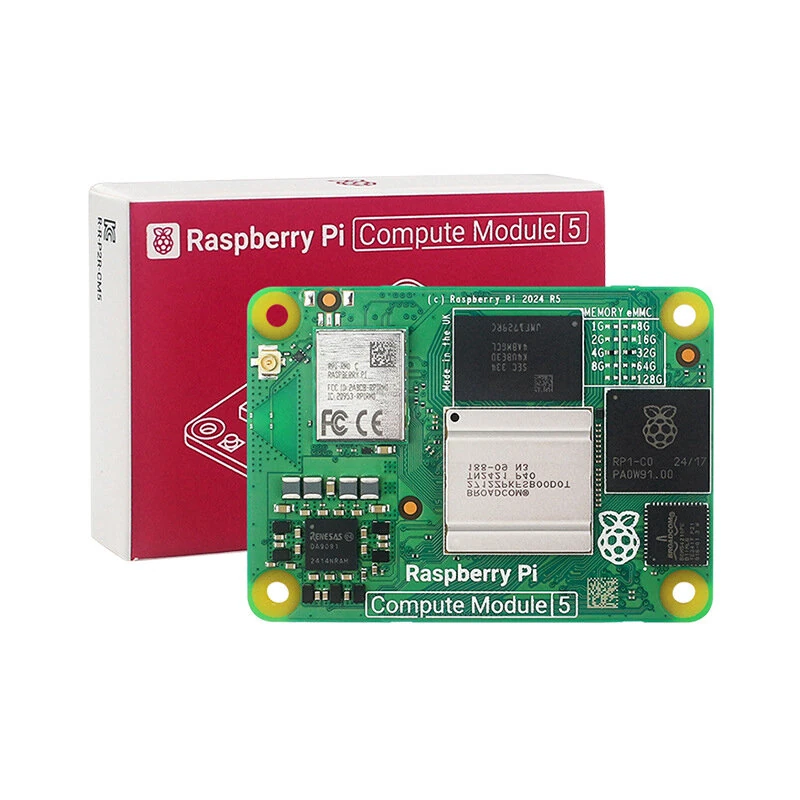 Raspberry Pi Compute Module 5 CM5 Quad-Core Cortex-A76 SoC 2GHz 16GB LPDDR4 64GB eMMC Dual-Band WiFi Bluetooth 5.0 BLE — view 2