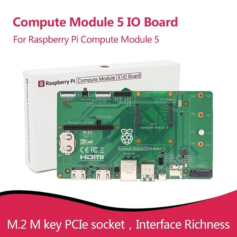 Raspberry Pi Compute Module 5 IO Expansion Board CM5IO M.2M Key PCIe Socket with Rich Interfaces — view 5