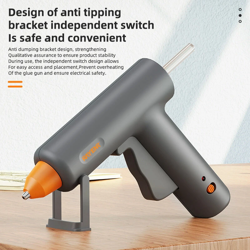 RAYENR Home Hot Melt Glue Gun 20W 110V-240V Quick Preheat 7mm Sticks Aluminum Alloy Nozzle Compact Design 30PCS/60PCS Optional Glue Sticks — view 7